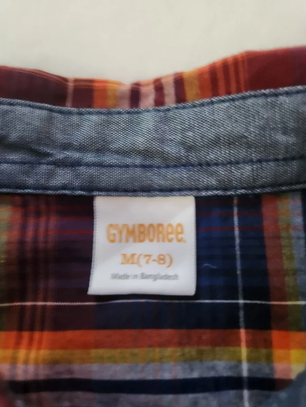 Gymboree Orange and Navy Plaid Long-Sleeve Button-Down Shirt